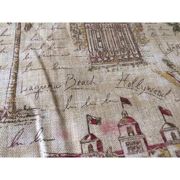 Retired Waverly Sunset Boulevard Fabric 1.8 + Yards CA Landmarks Tea Stained Tan - Picture 3 of 10